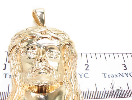 Solid 14K Gold Jesus Pendant 48913 - Image 5