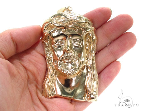 Solid 14K Gold Jesus Pendant 48913 - Image 7