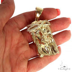 Solid 14K Gold Diamond Crown Jesus Pendant 66406 - Image 5