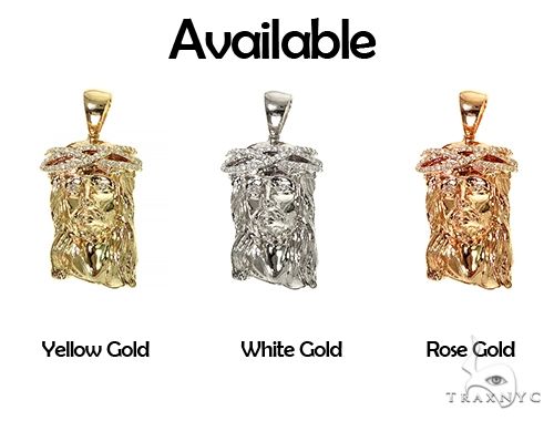 Solid 14K Gold Diamond Crown Jesus Pendant 66406 - Image 8