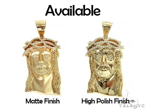 Solid 14K Gold Jesus Pendant With Diamond Crown 66152 - Image 6