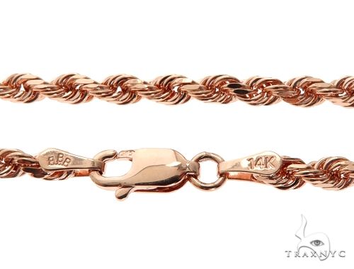 Solid 14K Rose Gold Rope Link Chain 24 Inches 3mm   64595 - Image 5