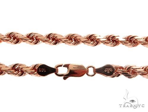 Solid 14K Rose Gold Rope Link Chain 28 Inches 4mm   64593 - Image 5