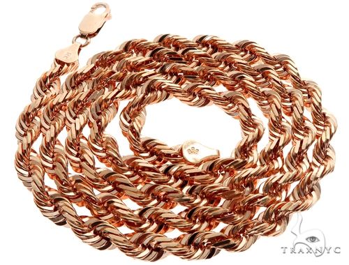 Solid 14K Rose Gold Rope Link Chain 28 Inches 6mm 64589 - Image 4