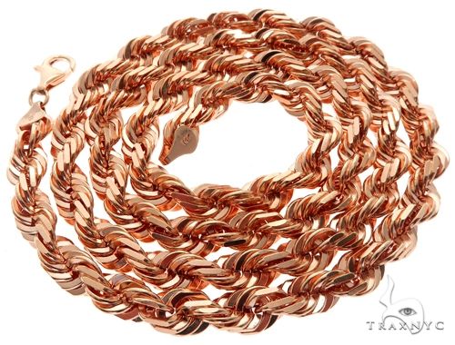 Solid 14K Rose Gold Rope Link Chain 28 Inches 7mm   64581 - Image 4