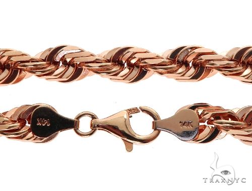 Solid 14K Rose Gold Rope Link Chain 28 Inches 7mm   64581 - Image 5