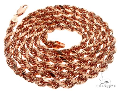 Solid 14K Rose Gold Rope Link Chain 30 inches 4mm   64594 - Image 4