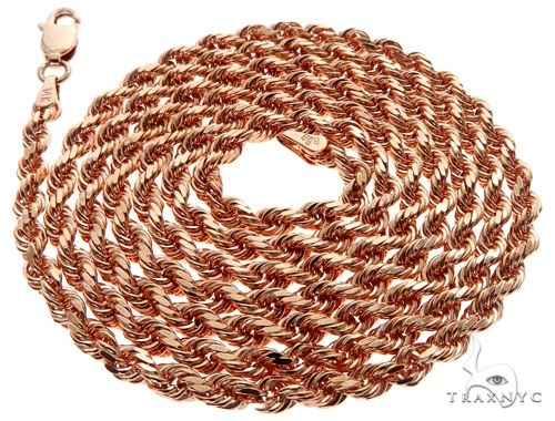 14K Rose Gold Solid Rope Link Chain  3mm 26 Inches  64596 - Image 4