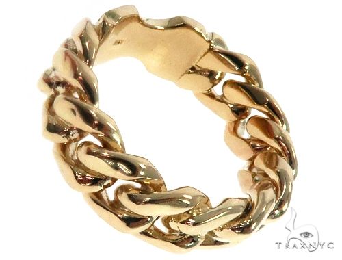 Solid 14K Yellow Gold Miami Cuban Link Ring 64678 - Image 1