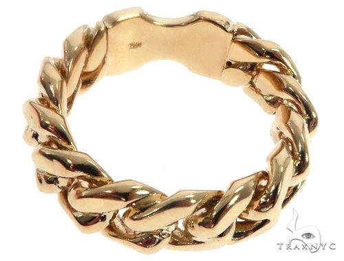 Solid 14K Yellow Gold Miami Cuban Link Ring 64678 - Image 3
