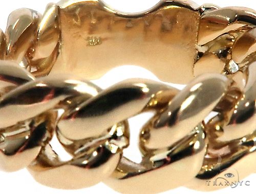 Solid 14K Yellow Gold Miami Cuban Link Ring 64678 - Image 5