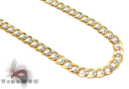 10k Yellow Gold Solid Curb Diamond Cut Chain 22 Inches 3.5mm   33101 - Image 1
