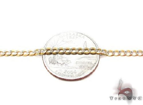 10k Yellow Gold Solid Curb Diamond Cut Chain 28 Inches 3.5mm   63349 - Image 3