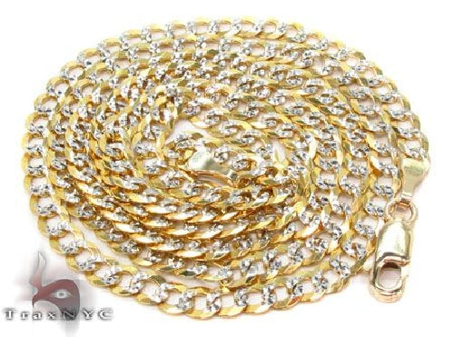 10k Yellow Gold Solid Curb Diamond Cut Chain 28 Inches 3.5mm   63349 - Image 5