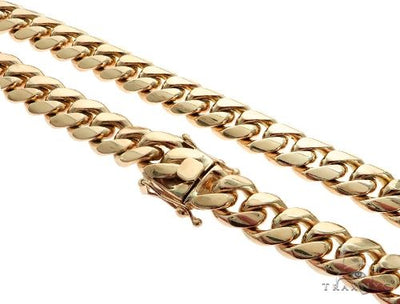 Solid Miami Cuban Link Chain 14K Yellow Gold 22 Inches 14.5mm   65356 - Image 1