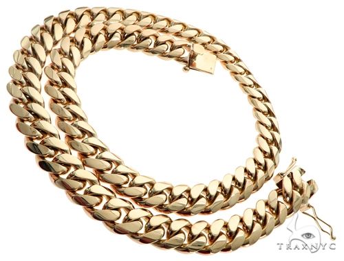 Solid Miami Cuban Link Chain 14K Yellow Gold 22 Inches 14.5mm   65356 - Image 3