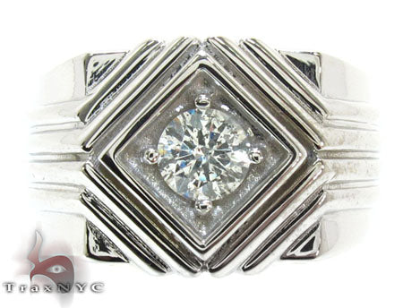 White Gold Mens Solitaire  XL Ring 2585 - Image 2
