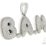 Special Custom White Gold Iced Out Diamond BAM Name Pendant 65249 - Image 2