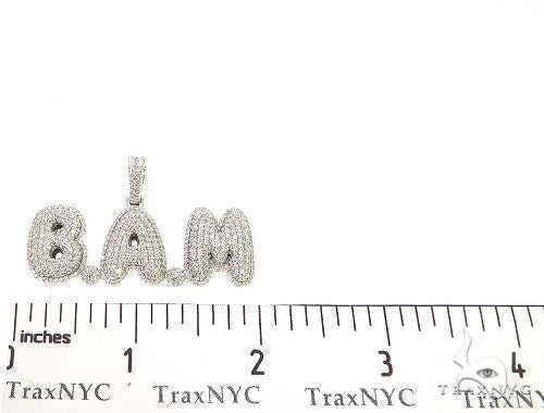 Special Custom White Gold Iced Out Diamond BAM Name Pendant 65249 - Image 6