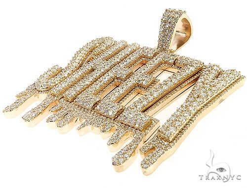 Special Custom Yellow Gold  Name Pendant Sheezy with Drip-Prong Set 65254 - Image 4