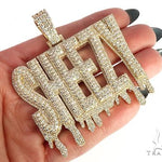 Special Custom Yellow Gold  Name Pendant Sheezy with Drip-Prong Set 65254 - Image 7