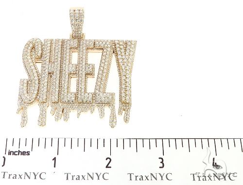 Special Custom Yellow Gold  Name Pendant Sheezy with Drip-Prong Set 65254 - Image 8