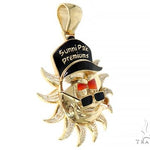 Special Custom Yellow Gold  Prong Diamond Enamel Sunny Pendant 65255 - Image 2