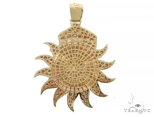 Special Custom Yellow Gold  Prong Diamond Enamel Sunny Pendant 65255 - Image 3