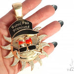 Special Custom Yellow Gold  Prong Diamond Enamel Sunny Pendant 65255 - Image 6