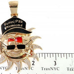 Special Custom Yellow Gold  Prong Diamond Enamel Sunny Pendant 65255 - Image 7