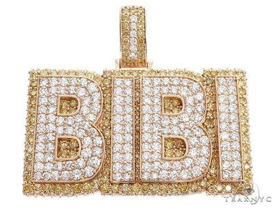 Special Custom Yellow Gold Name Pendant  BIBI Prong Diamonds 65247 - Image 1