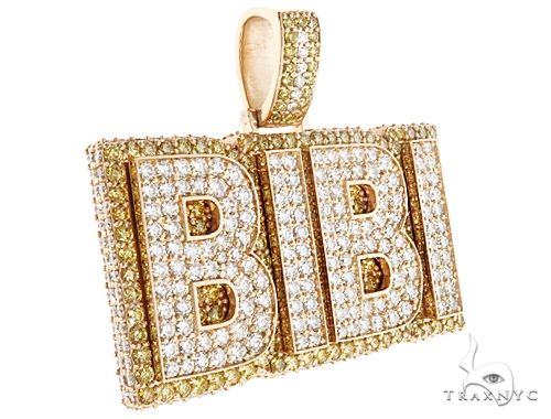 Special Custom Yellow Gold Name Pendant  BIBI Prong Diamonds 65247 - Image 2