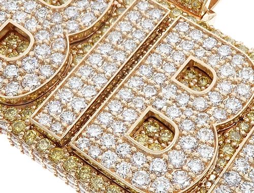 Special Custom Yellow Gold Name Pendant  BIBI Prong Diamonds 65247 - Image 4