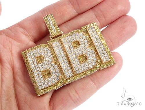 Special Custom Yellow Gold Name Pendant  BIBI Prong Diamonds 65247 - Image 5