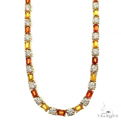 Sunset Serenity Emerald Cut Diamond Tennis Chain 69477 - Image 1