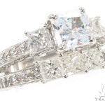 Three Stone Princess Engagement Ring Set 35150 - Image 1