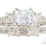 Three Stone Princess Engagement Ring Set 35150 - Image 2