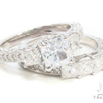 Three Stone Princess Engagement Ring Set 35150 - Image 5