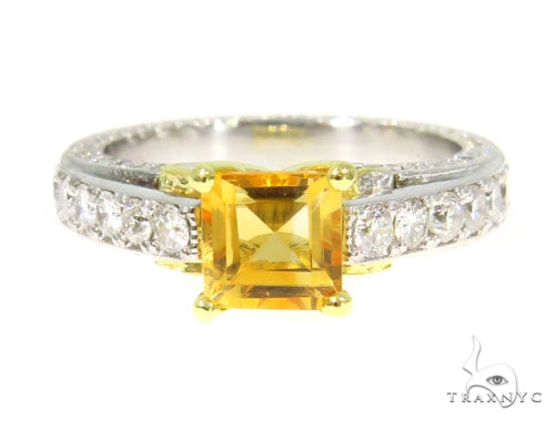 Diamond Citrine Gemstone Ring 44514 - Image 2