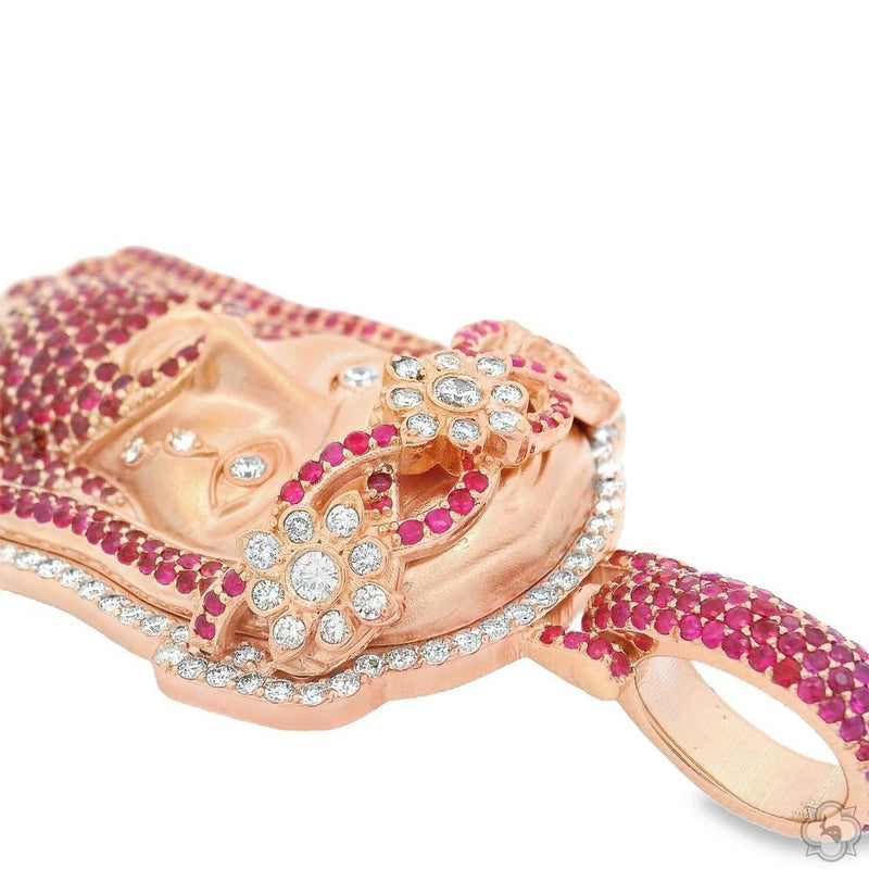 TraxNYC  Ruby and Diamond Crowned Jesus Pendant  -Medium 70175 - Image 4