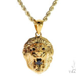 TraxNYC Black Diamond Lion Pendant and Rope Chain Set  61557 - Image 1