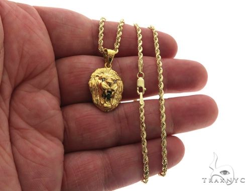 TraxNYC Black Diamond Lion Pendant and Rope Chain Set  61557 - Image 4