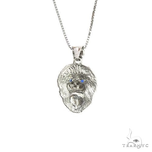 TraxNYC Blue Sapphire Lion Pendant and Box Chain Set 66832 - Image 4