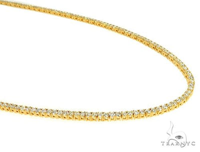 TraxNYC Signature 2 Pointers 14K Yellow Gold Diamond Tennis Chain 66009 - Image 1