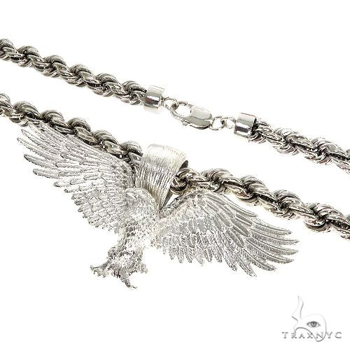 TraxNYC Silver Eagle Pendant Rope Chain Set 67200 - Image 4