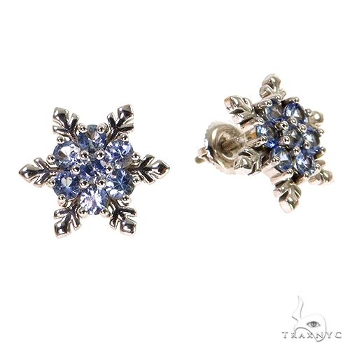 TraxNYC Snowflake Sapphire Earrings 67583 - Image 2