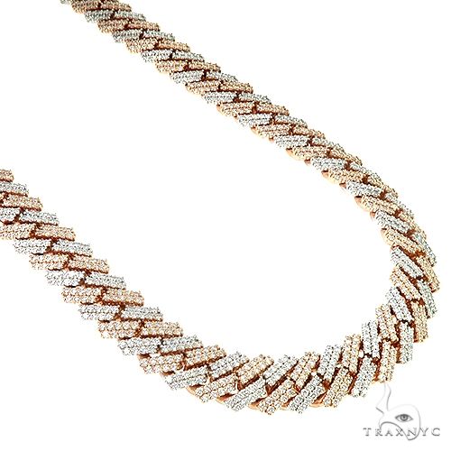 Two Tone Prong Set Diamond Cuban Chain 66852 - Image 2