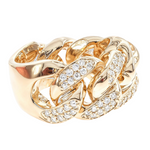 14K Yellow Gold 12mm 2 Row Diamond Miami Cuban Ring 65029