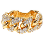 14K Yellow Gold Micro Pave Diamond Cuban Link Ring 64028