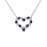 Blue Sapphire Diamond Heart Necklace 67484